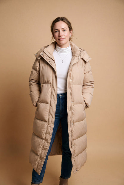 Quilted Hooded Long Puffer Coat