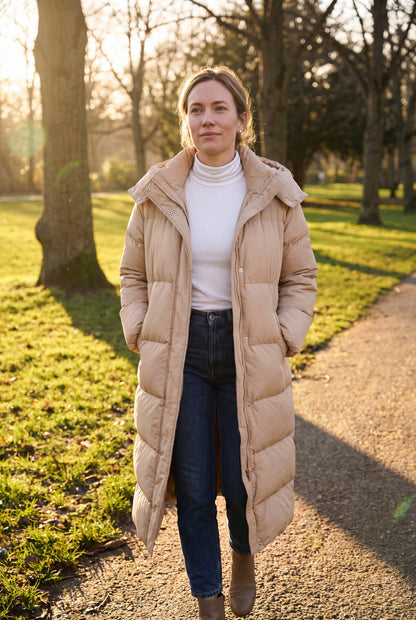 Quilted Hooded Long Puffer Coat