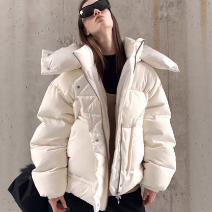 Quilted Oversized Stand Collar Puffer Jacket
