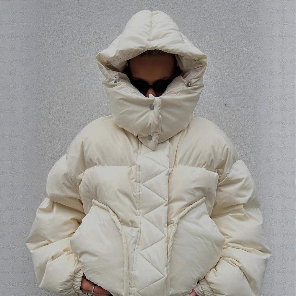 Quilted Oversized Stand Collar Puffer Jacket