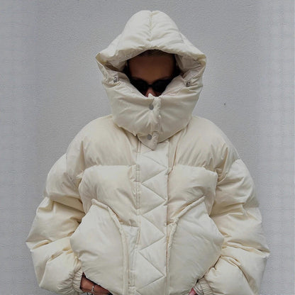Quilted Oversized Stand Collar Puffer Jacket