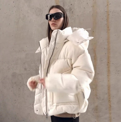 Quilted Oversized Stand Collar Puffer Jacket