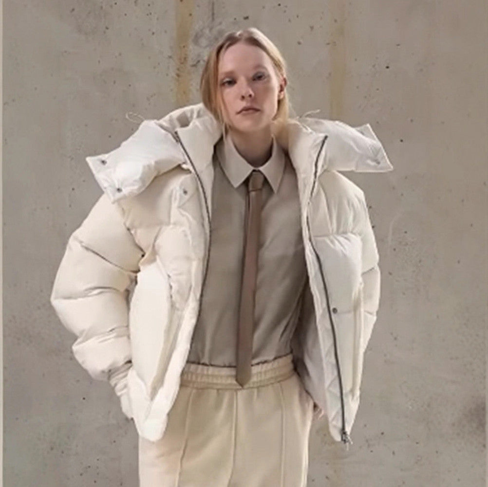 Quilted Oversized Stand Collar Puffer Jacket