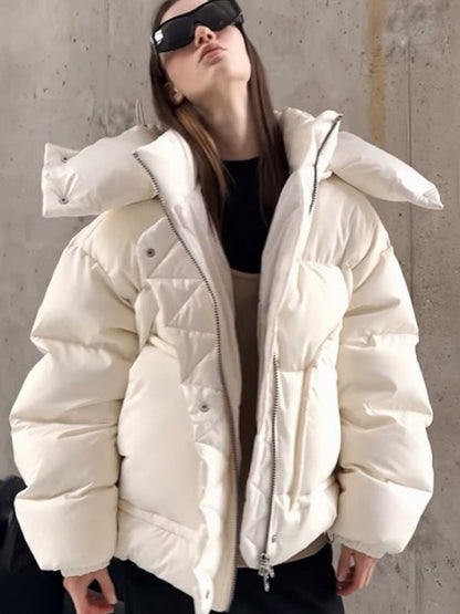 Quilted Oversized Stand Collar Puffer Jacket