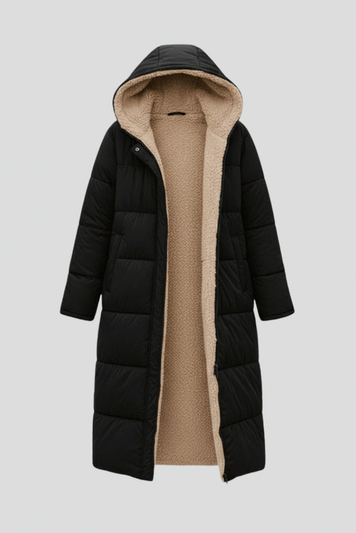 Quilted Sherpa Lined Hooded Puffer Coat