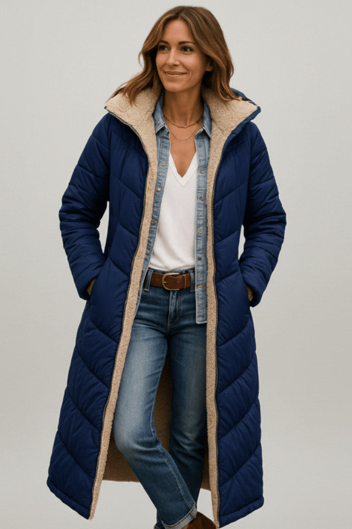 Quilted Sherpa Lined Hooded Puffer Coat