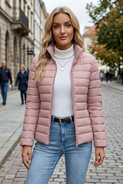 Quilted Zip Front Puffer Jacket