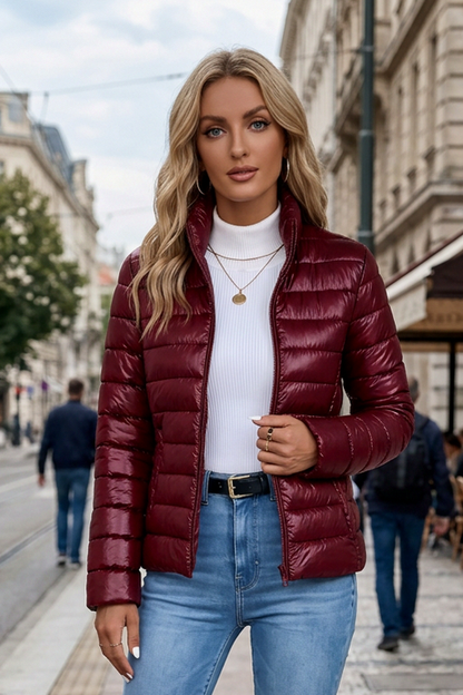 Quilted Zip Front Puffer Jacket
