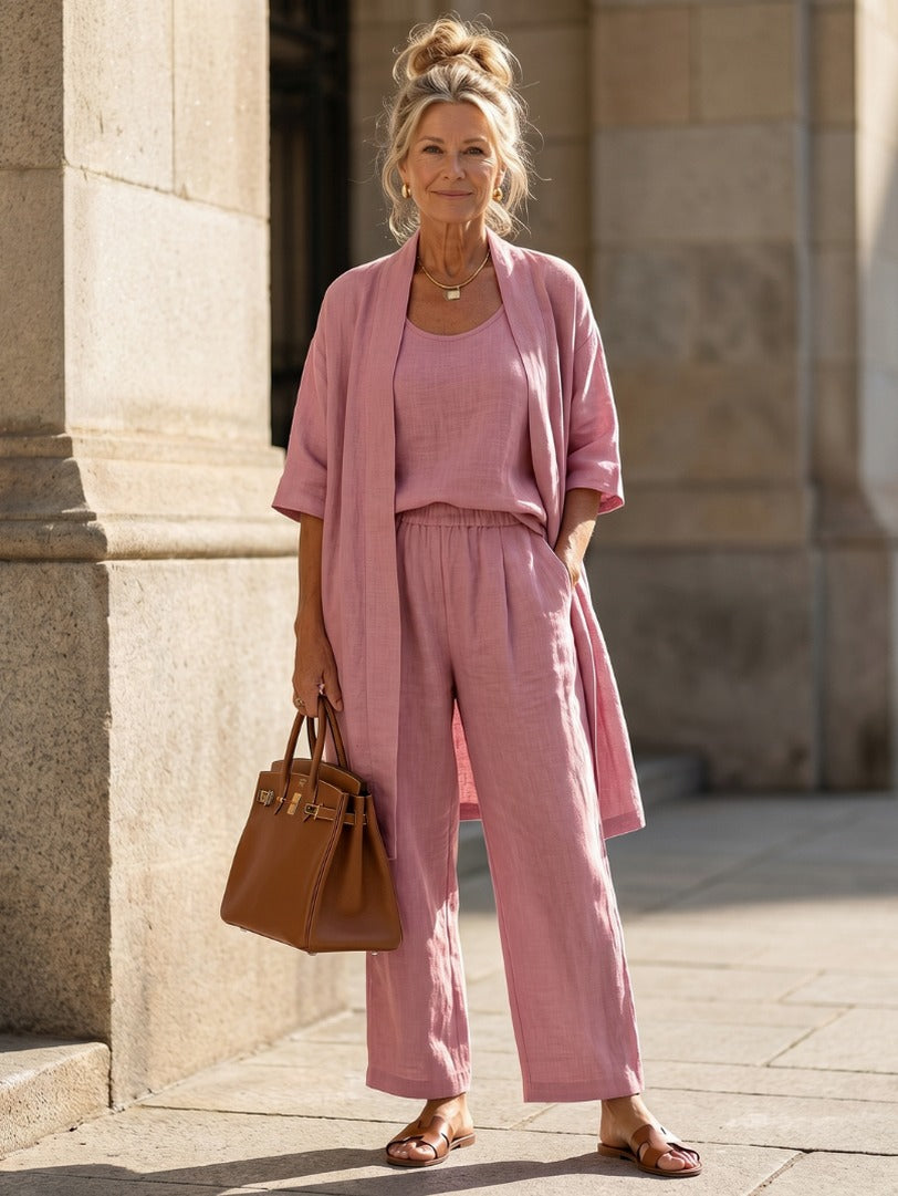 Relaxed Cardigan and Wide Leg Pants Set