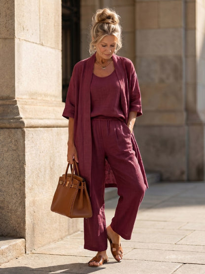 Relaxed Cardigan and Wide Leg Pants Set