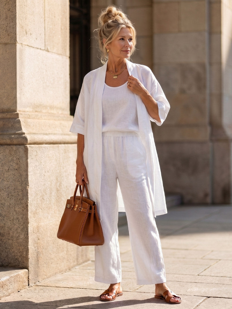 Relaxed Cardigan and Wide Leg Pants Set