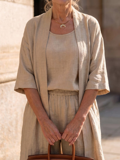 Relaxed Cardigan and Wide Leg Pants Set