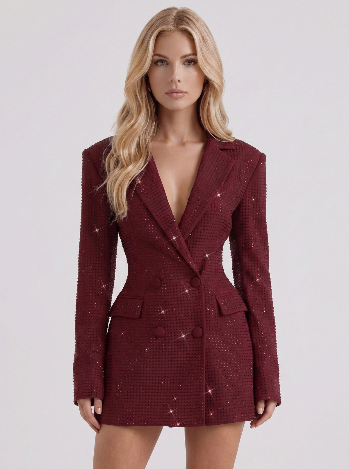Rhinestone Long Sleeve Blazer Mini Dress