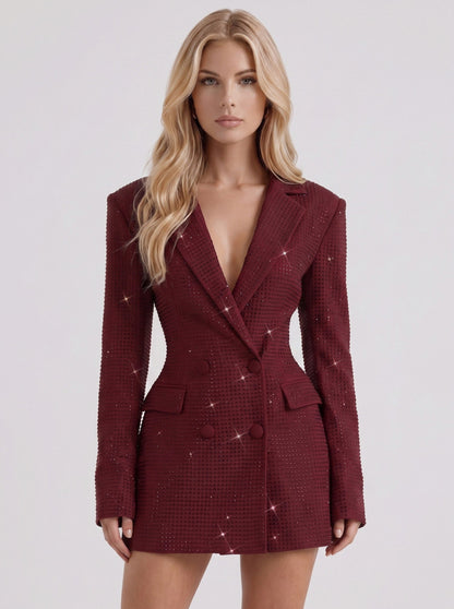 Rhinestone Long Sleeve Blazer Mini Dress