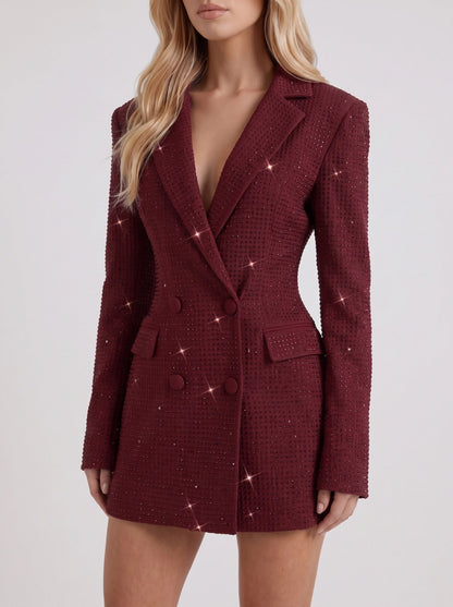 Rhinestone Long Sleeve Blazer Mini Dress