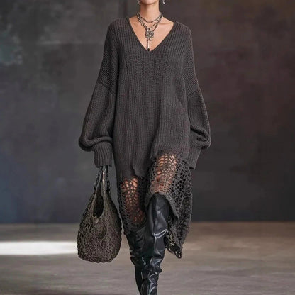 Ribbed Knit Balloon Sleeve Sweater Dress