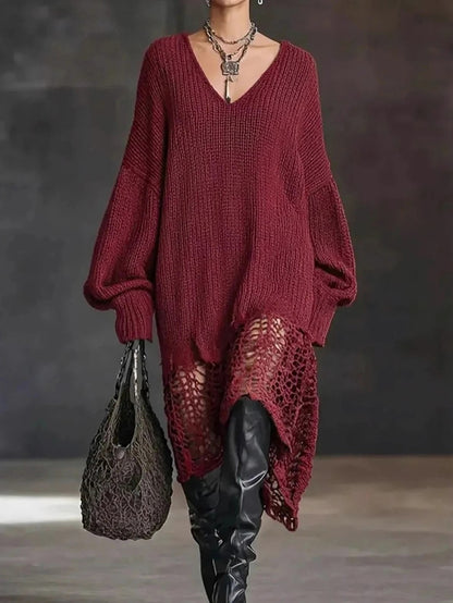 Ribbed Knit Balloon Sleeve Sweater Dress