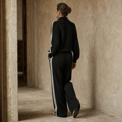 Ribbed Knit Half Zip Matching Set