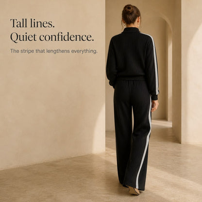Ribbed Knit Half Zip Matching Set