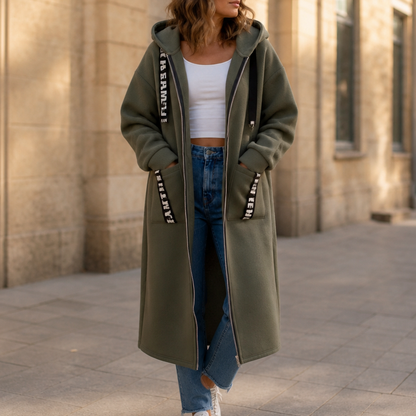 Ribbed Knit Hooded Long Sleeve Cardigan Coat