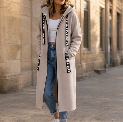 Ribbed Knit Hooded Long Sleeve Cardigan Coat