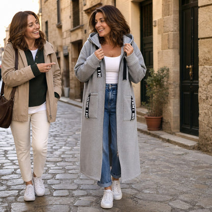 Ribbed Knit Hooded Long Sleeve Cardigan Coat