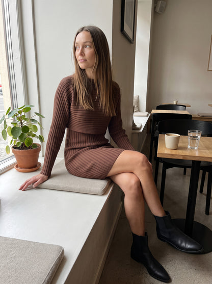 Ribbed Knit Mini Sweater Dress With Bolero