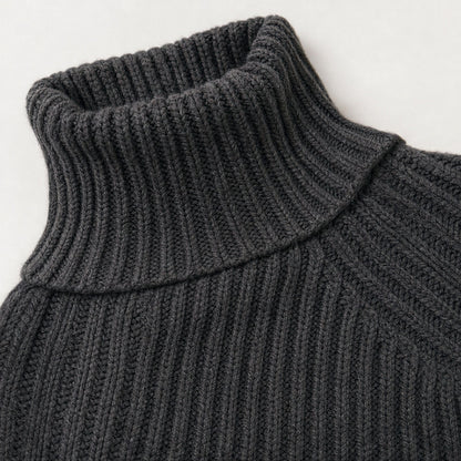 Ribbed Knit Turtleneck Mini Sweater Dress
