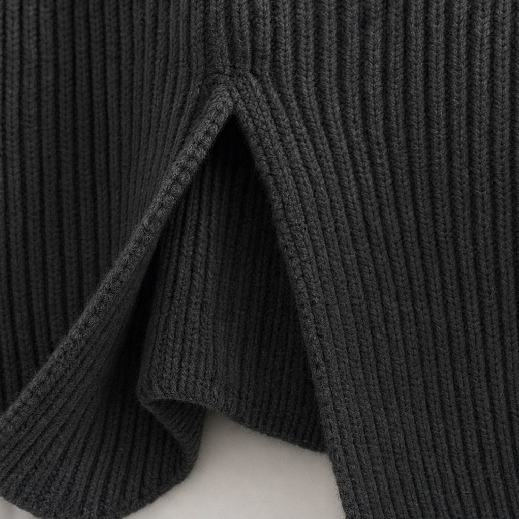 Ribbed Knit Turtleneck Mini Sweater Dress