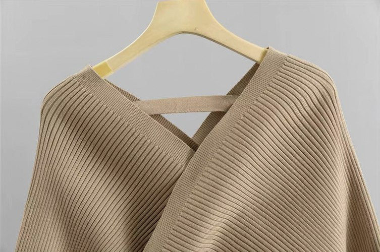 Ribbed Knit Wrap Two Piece Set