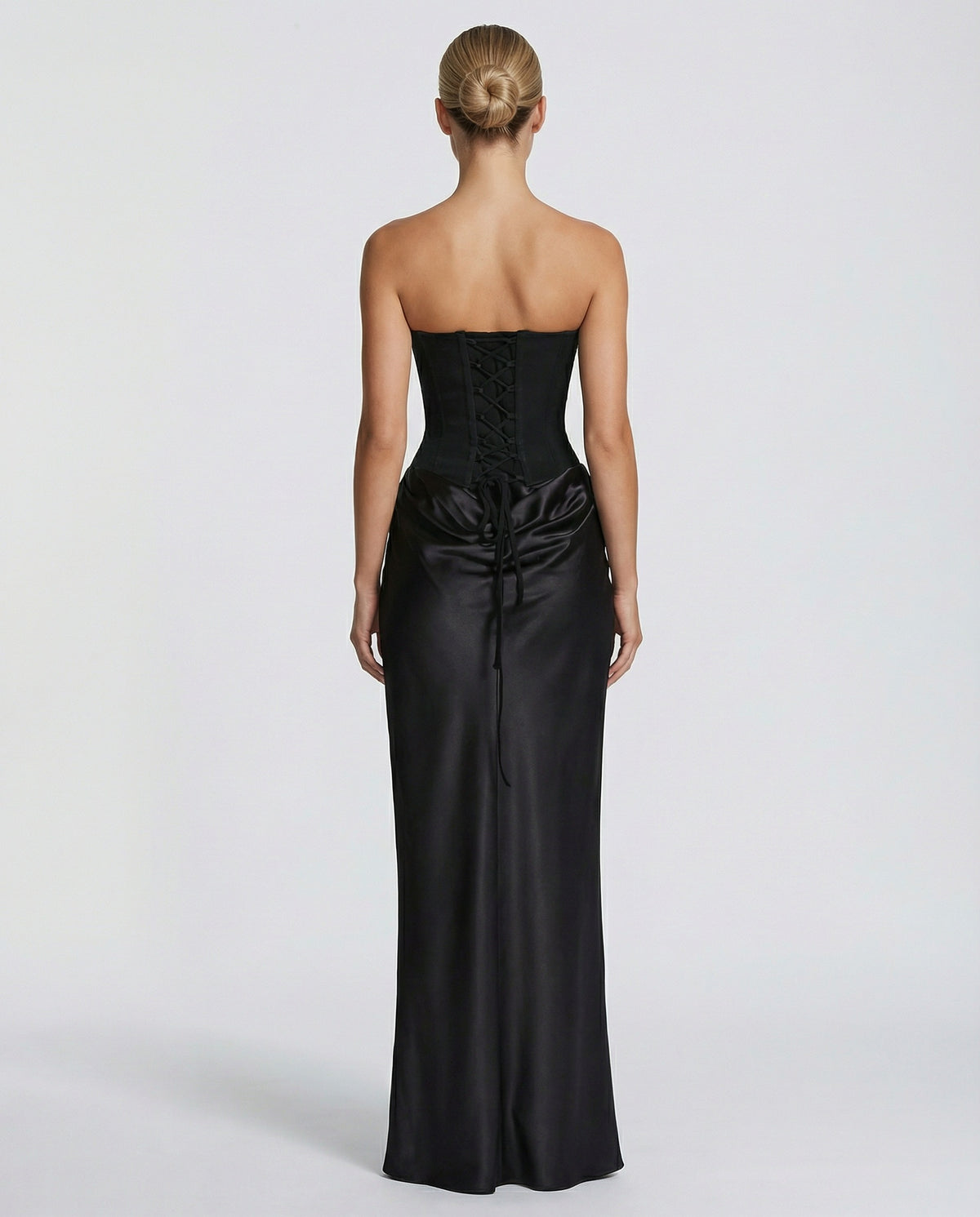 Satin Corset Strapless Maxi Dress