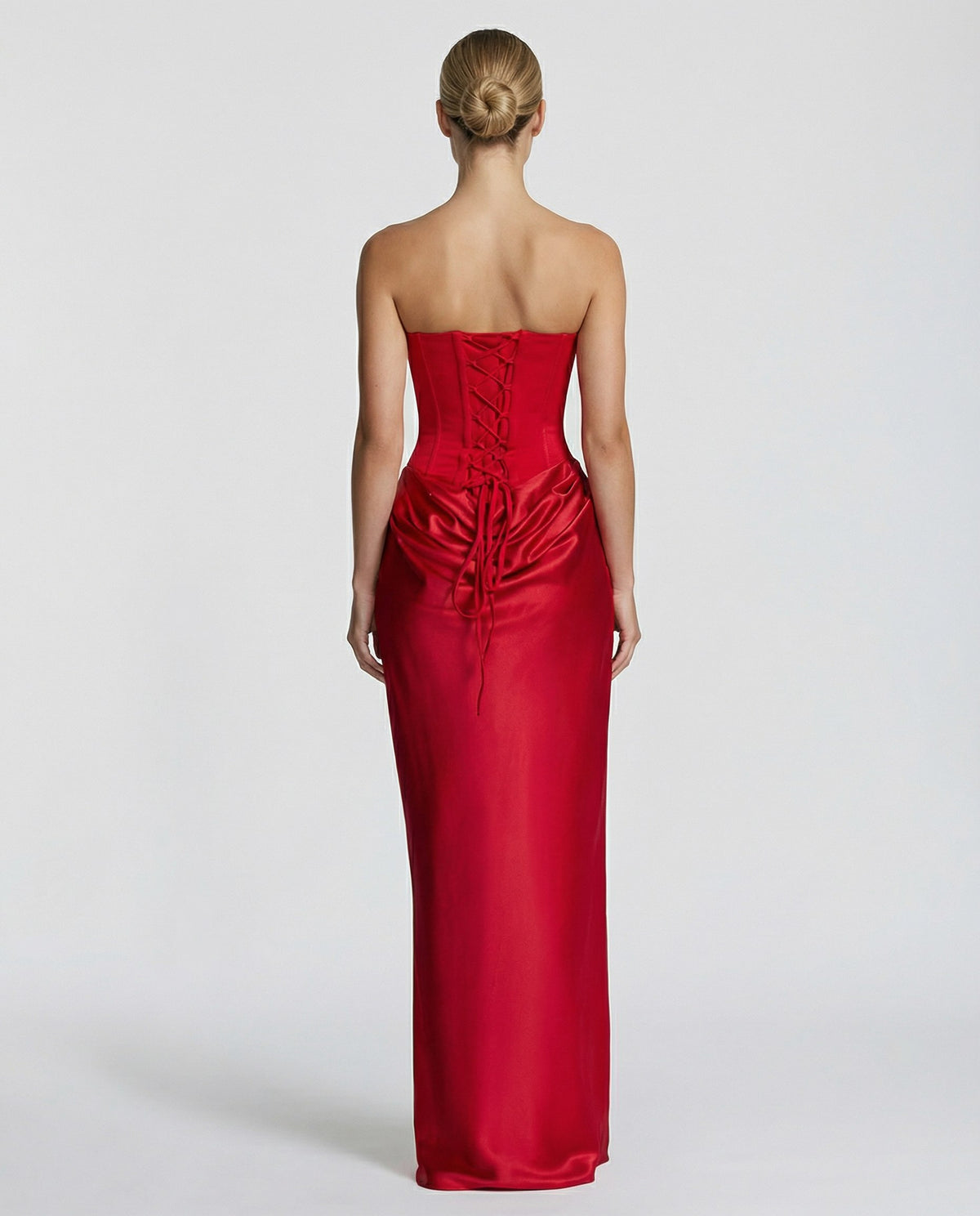Satin Corset Strapless Maxi Dress