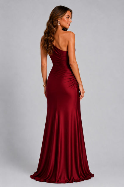 Satin One Shoulder Maxi Dress