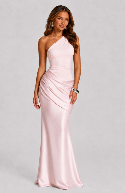 Satin One Shoulder Maxi Dress