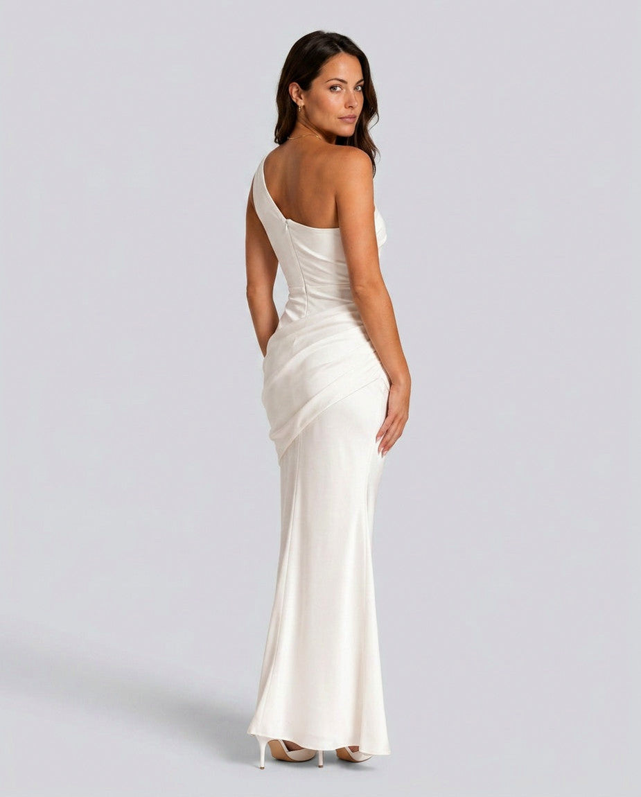 Satin One Shoulder Maxi Dress