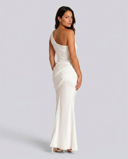 Satin One Shoulder Maxi Dress