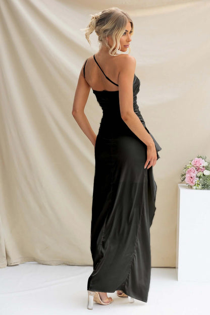 Satin One Shoulder Maxi Dress