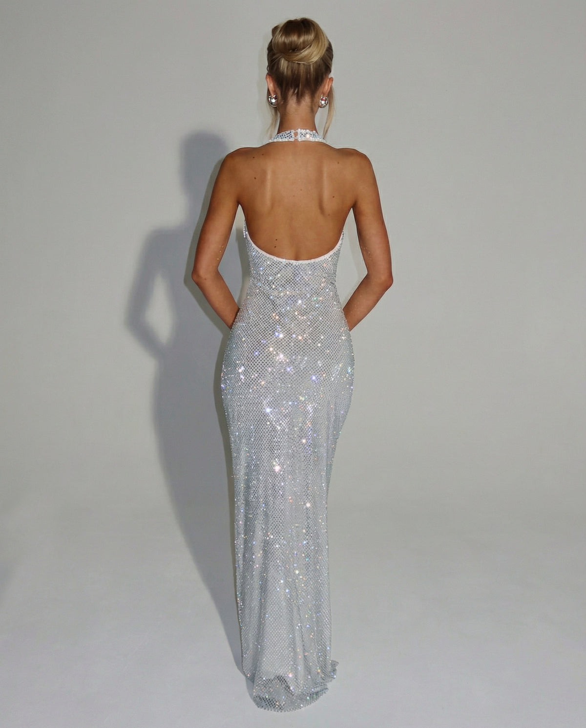 Sequin Halter Fitted Maxi Dress