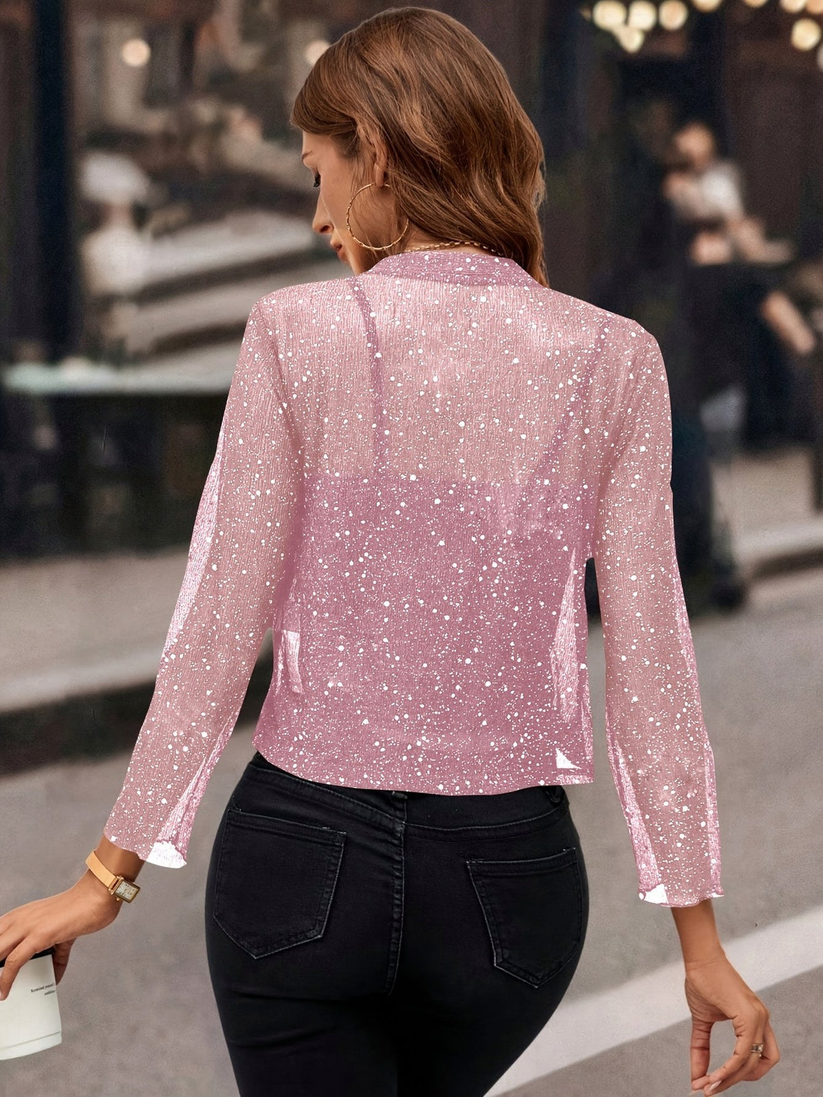 Sequin Long Sleeve Cropped Shrug