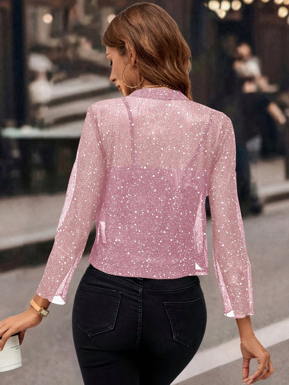 Sequin Long Sleeve Cropped Shrug