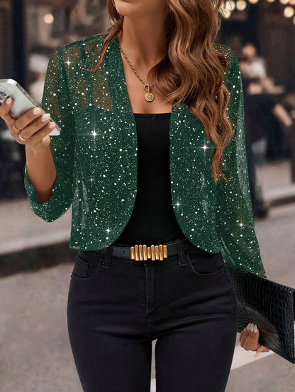 Sequin Long Sleeve Cropped Shrug