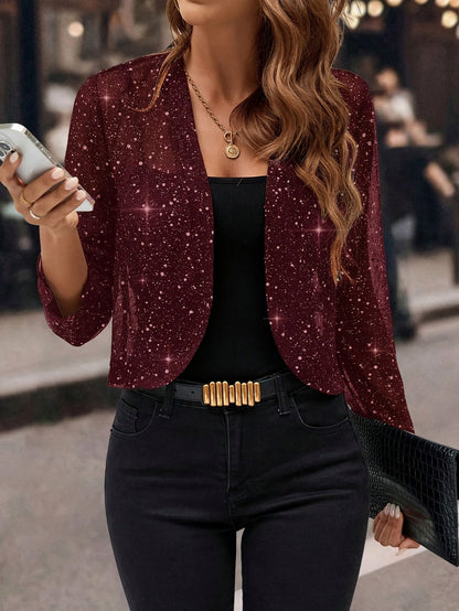 Sequin Long Sleeve Cropped Shrug