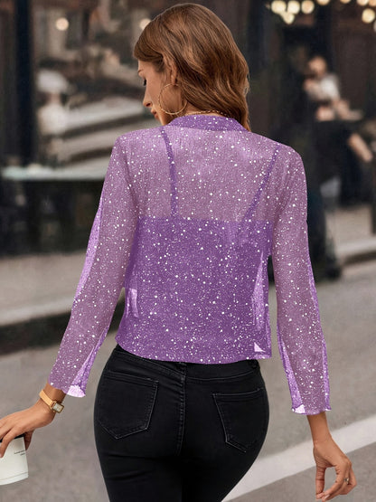 Sequin Long Sleeve Cropped Shrug