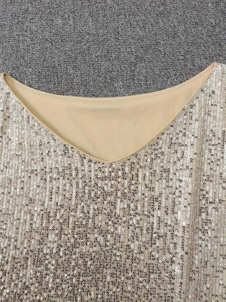 Sequin Off Shoulder Long Sleeve Mini Dress