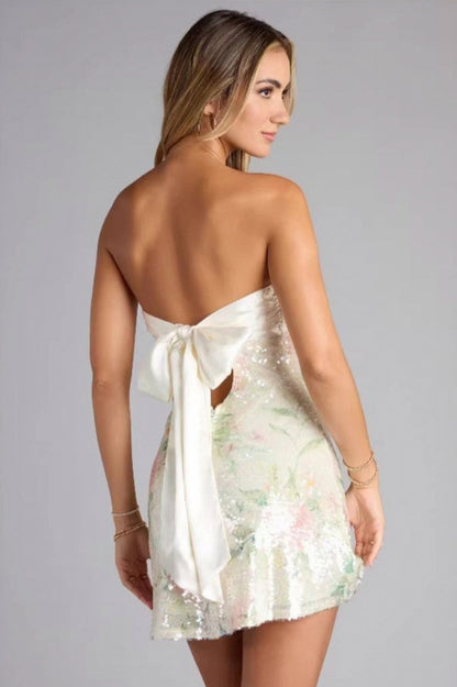 Sequin Strapless Bustier Mini Dress