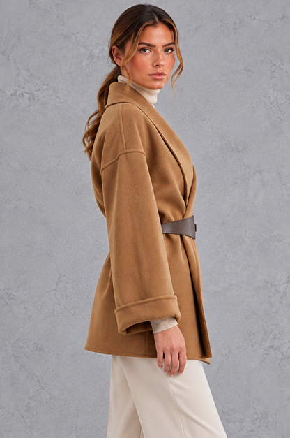 Shawl Collar Belted Wrap Jacket