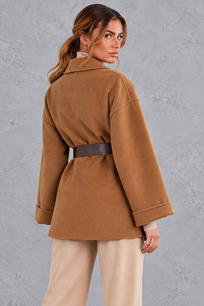 Shawl Collar Belted Wrap Jacket