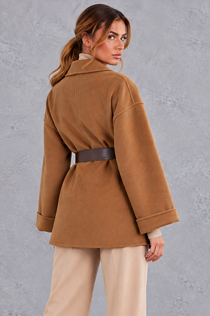 Shawl Collar Belted Wrap Jacket