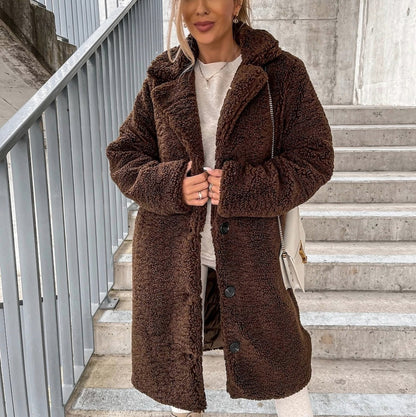 Sherpa Button Front Long Sleeve Coat