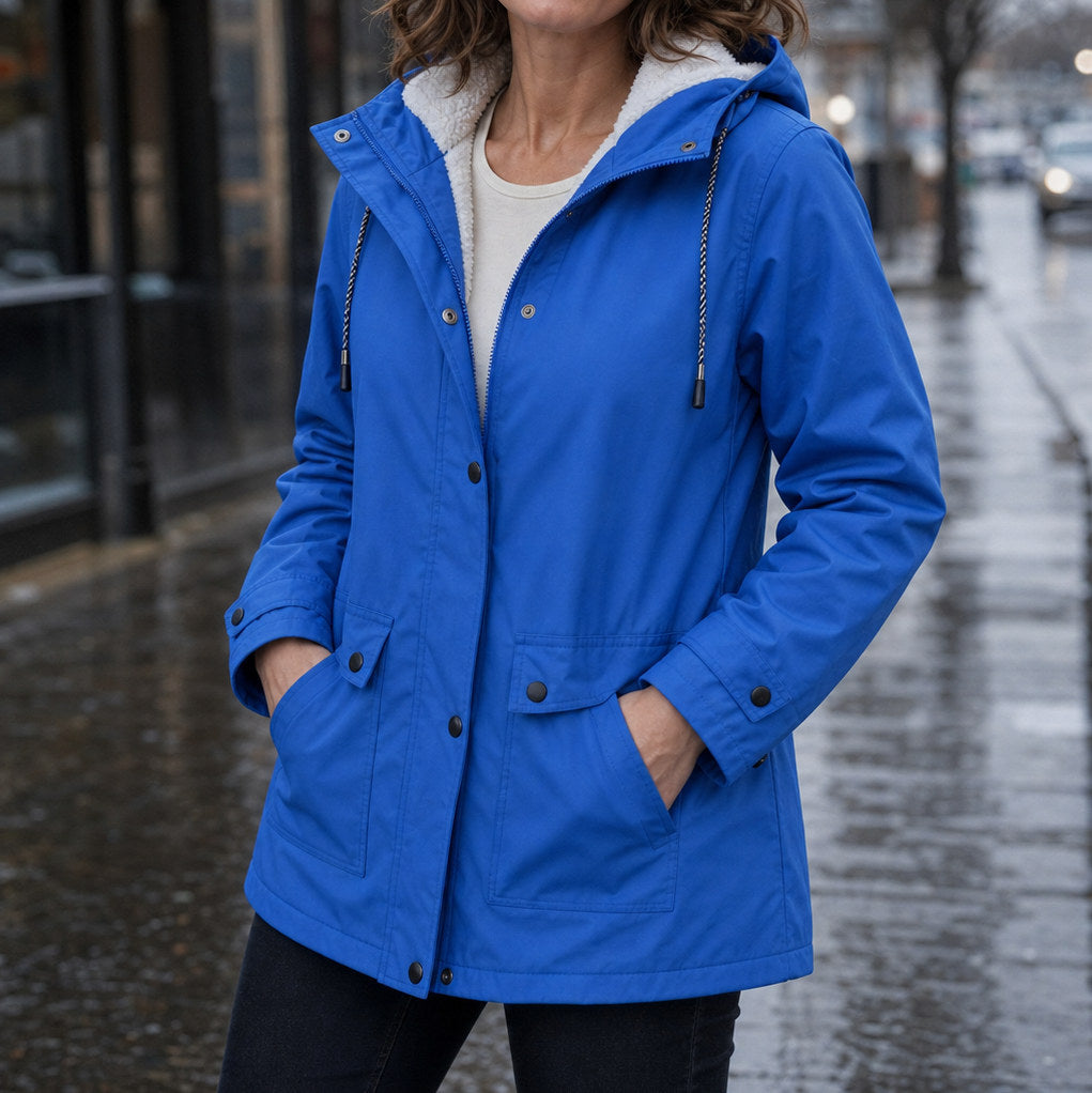 Sherpa Lined Hooded Long Sleeve Jacket